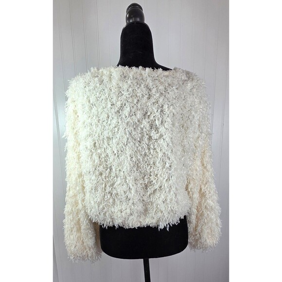 Forever 21 Cropped Fluffy Shag Style Cream Sweater Pullover Women's Size L - Picture 4 of 15